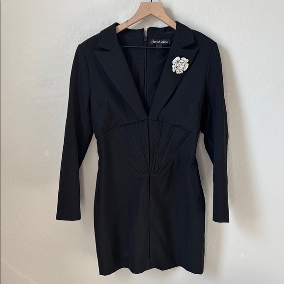 NWT Lavish Alice Corset Tux Mini Dress in Black Size 10 - Picture 3 of 9